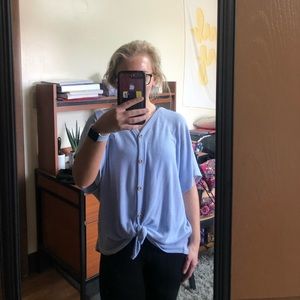 Light blue waffle knit shirt